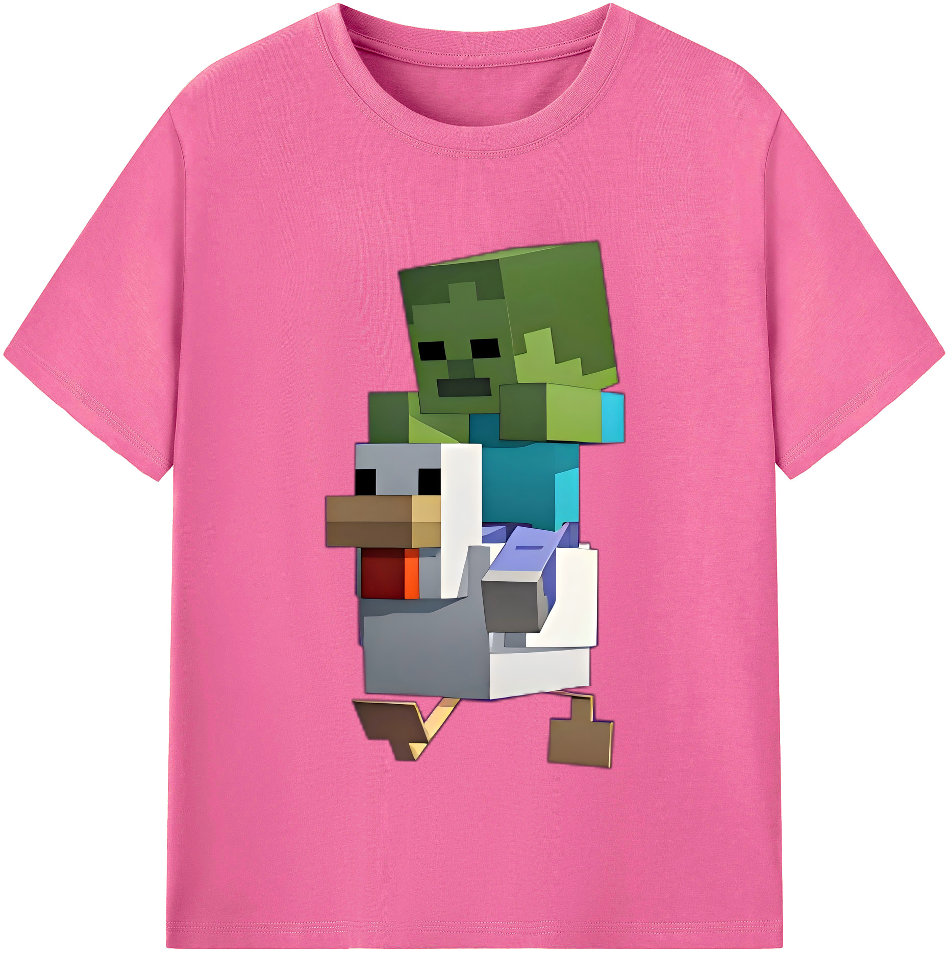マインクラフト ブロックの世界 Minecraft MC Block world レディースカジュアルプリントTシャツ（綿100％）